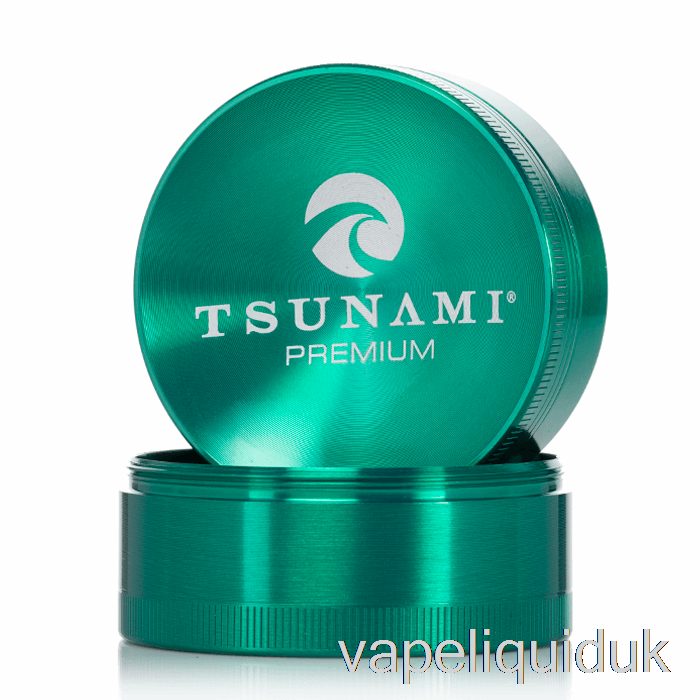 Tsunami 2.4inch 4-Piece Sunken Top Grinder Green (63mm) Vape Liquid